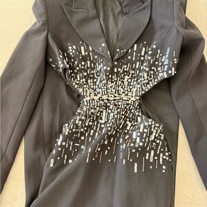 Black Sequin Embellished Blazer Dress Elisabeth Franchi